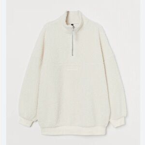 H&M Teddy Fleece Cream Half-Zip Top